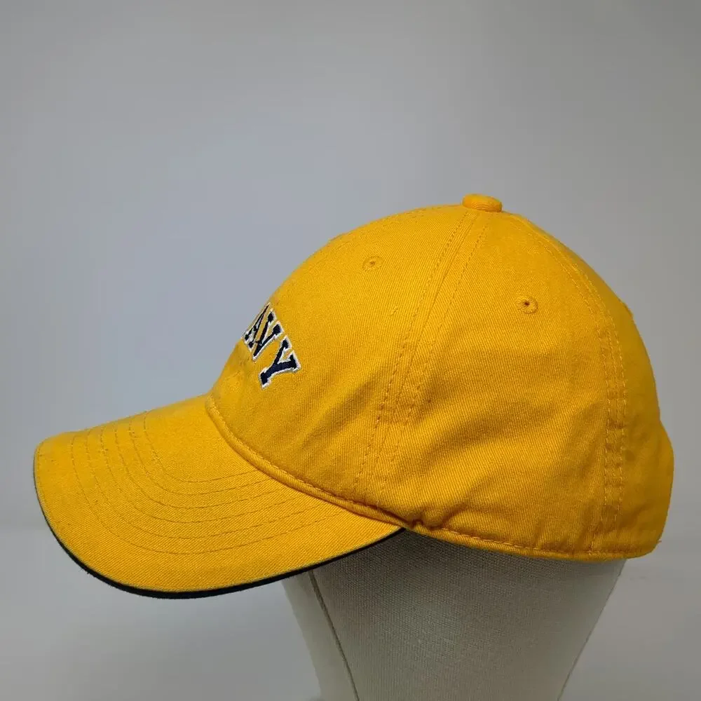 Jacobson Hat Baseball Cap Yellow One Size NAVY Embroidered Sandwich Brim Strap